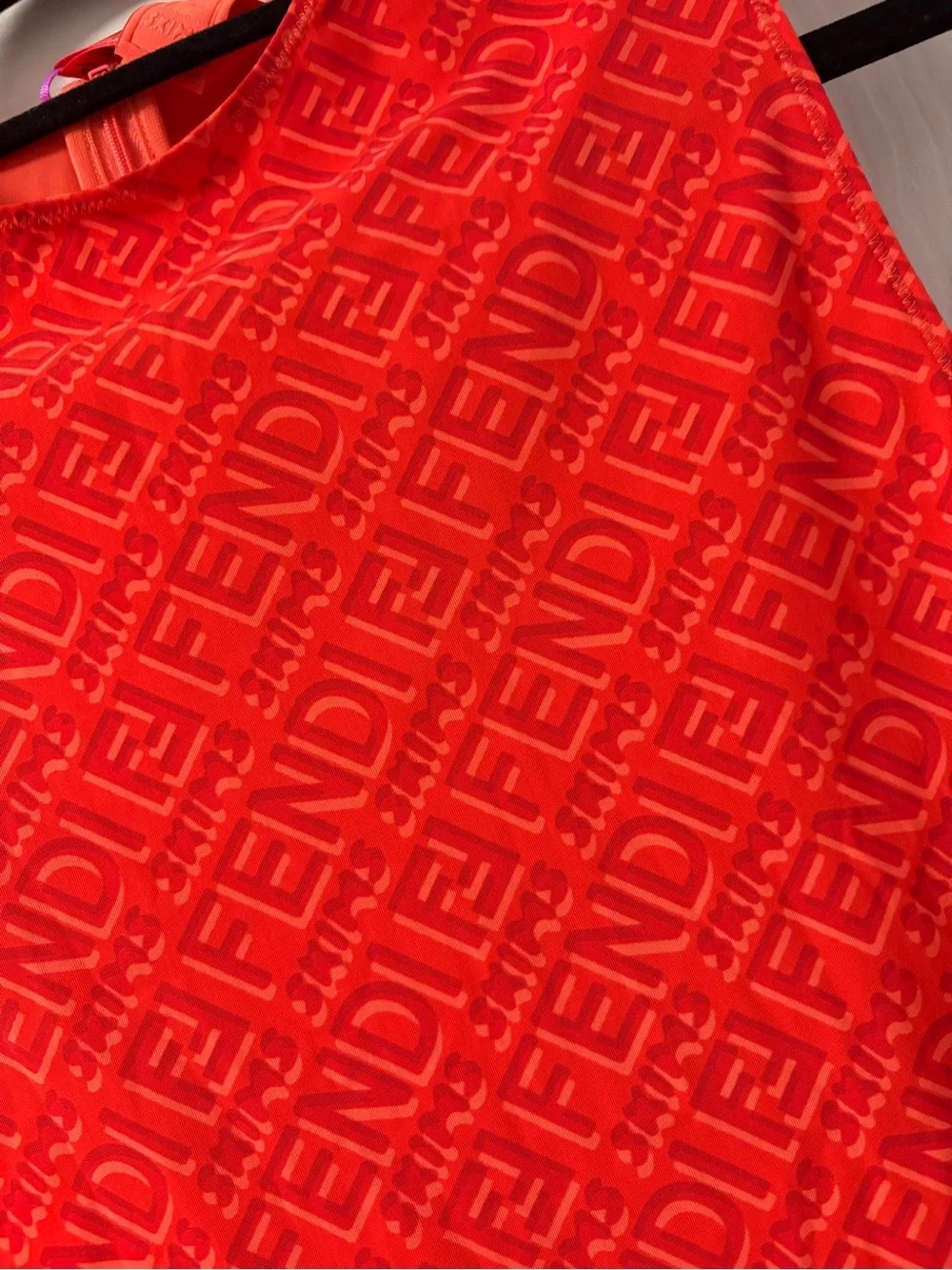Fendi Orange Logo Jacquard Sleeveless Dress